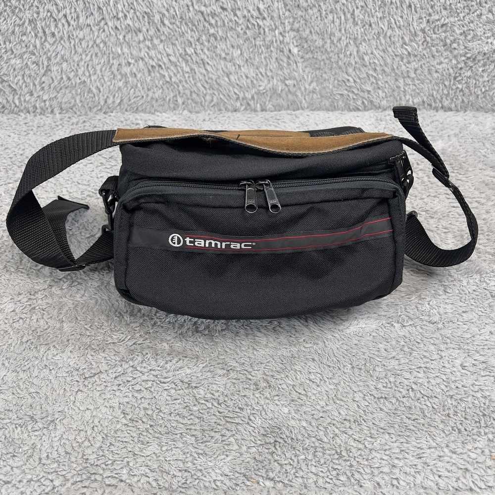 Vintage Tamrac 976 Camera Bag Black Shoulder Strap USA Made Flash Pockets Padded